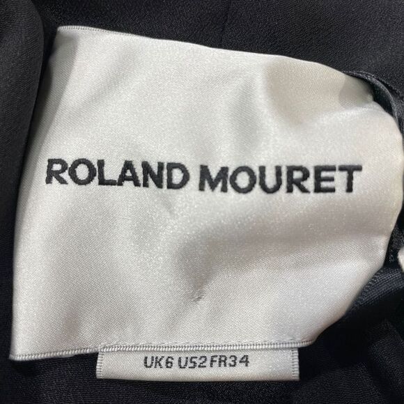 Roland Mouret Collared Hidden Closure Blazer in Black Wool